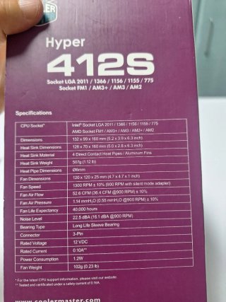 Ventilador PC. CPU Cooler Cooler Master Hyper 412S