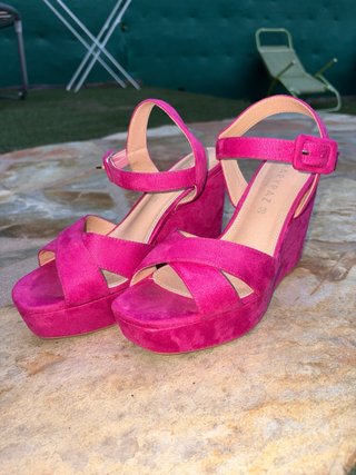 Sandalias Plataforma Cuña Rosa Fucsia Marypaz -