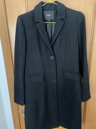 Abrigo Largo Lana Maje Negro Talla 36