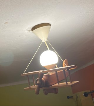 Lámpara de Techo Infantil Avión de Madera
