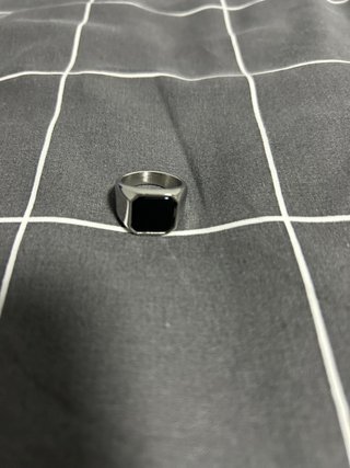 Anillo Sello Negro Plata
