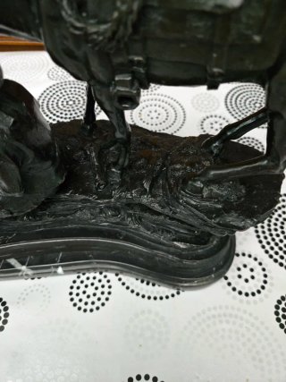 Figura bronce jinete y caballo antigua firmada
