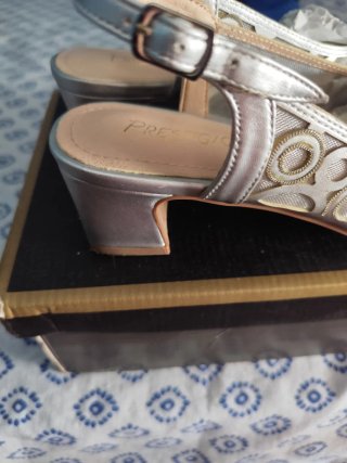 Zapatos PRESTIGIO mujer plata y filos dorados