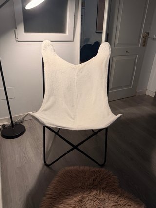 Silla Mariposa Blanca Tela y Metal