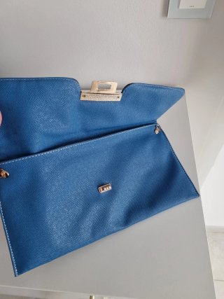 Bolso Clutch Elisabetta Franchi Azul y Beige