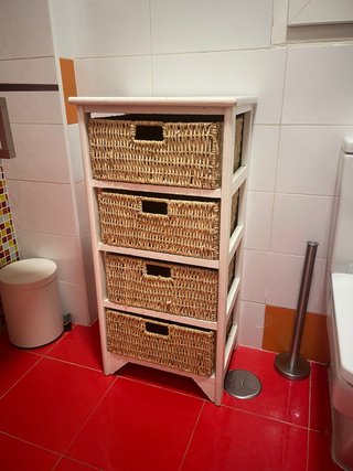Mueble de Baño Blanco con 4 Cestas