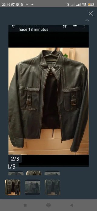 Chaqueta de piel azul petróleo