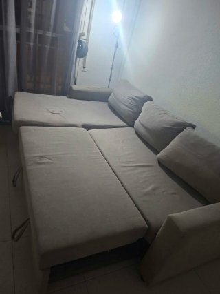 Sofá Cama Chaise Longue Beige/Marrón