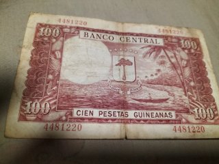 Billete 100 Pesetas Guineanas Banco Central
