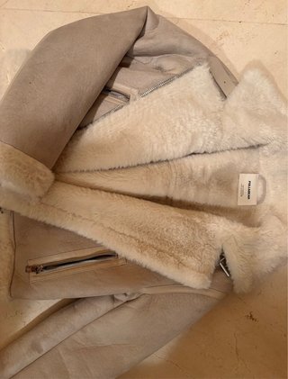 Cazadora Biker Beige Pelo Talla S