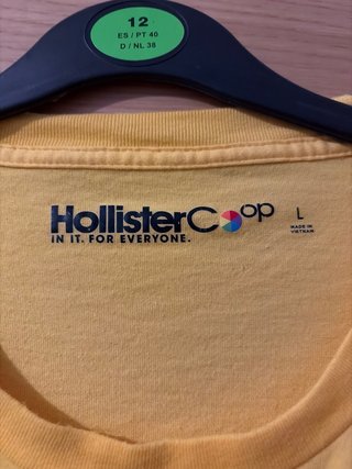 Camiseta Hollister Manga Larga Amarilla Talla L
