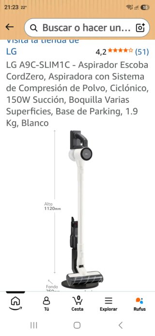 Aspirador Escoba LG CordZero Slim