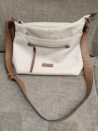 Bolso bandolera Paco Martínez beige y marrón