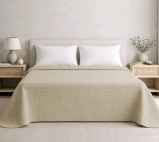Colcha Cama 150cm Beige/Marrón