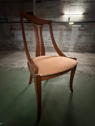 6 Sillas Comedor Madera Tapizado Naranja