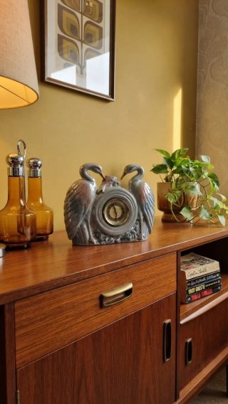 Reloj vintage porcelana garzas
