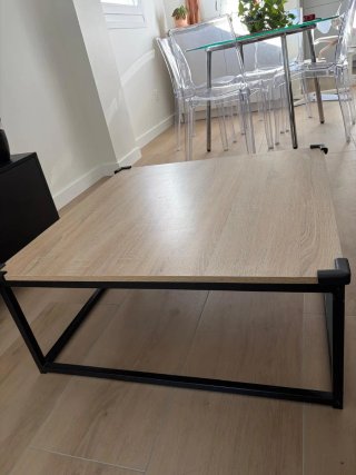 Mesa auxiliar madera y metal