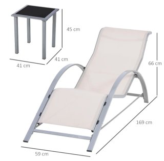 Set de 2 Tumbonas de Jardín con Mesa