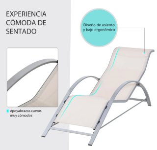 Set de 2 Tumbonas de Jardín con Mesa