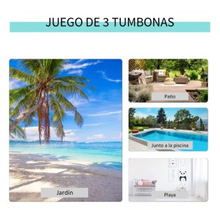 Set de 2 Tumbonas de Jardín con Mesa