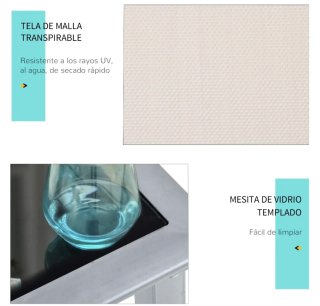 Set de 2 Tumbonas de Jardín con Mesa