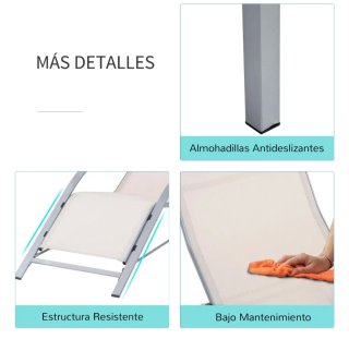 Set de 2 Tumbonas de Jardín con Mesa