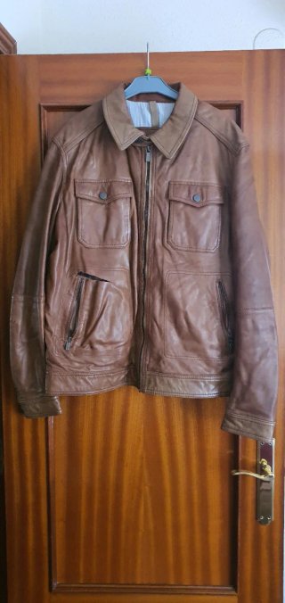 Cazadora Piel Massimo Dutti Marrón
