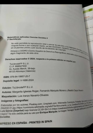 Libro texto 2º Bachiller Matemáticas aplicadas cie