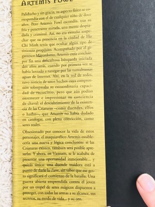 Artemis Fowl. Novela fantasía juvenil/infantil