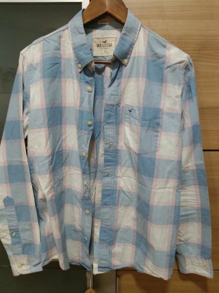 Camisa Hollister cuadros azul y rosa Talla S