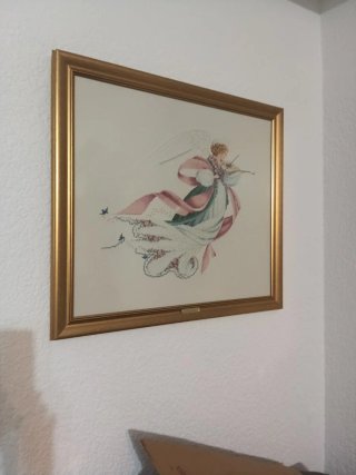 Cuadro Ángel Violinista Dorado Tejido a mano