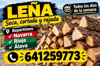 Leña seca, cortada y rajada