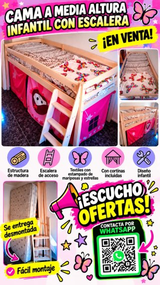 Cama Infantil a Media Altura con Escalera