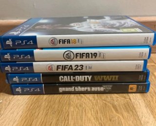 Lote 5 Juegos PS4: FIFA 19, 23, 18, GTA V, CoD WW2