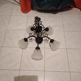 Lámparas de techo colgante dorada y beige
