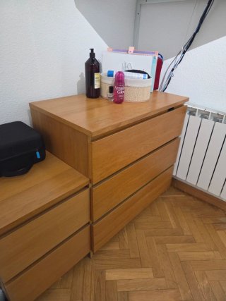 Cajonera de madera dos cajones Ikea mesilla