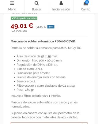 Máscara de soldar automática Cevik PE600S