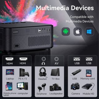 Proyector SUREWHEEL Full HD 1080P WiFi 5g - Nuevo