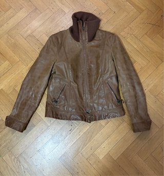 Chaqueta Marrón Efecto Cuero Mujer