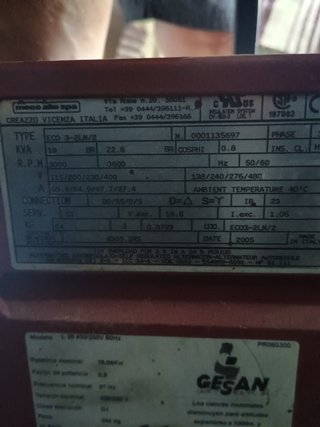 Generador Eléctrico 19 KVA Lombardini