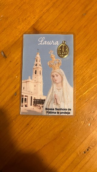 Estampita de Nossa Senhora de Fátima nombre: Laura