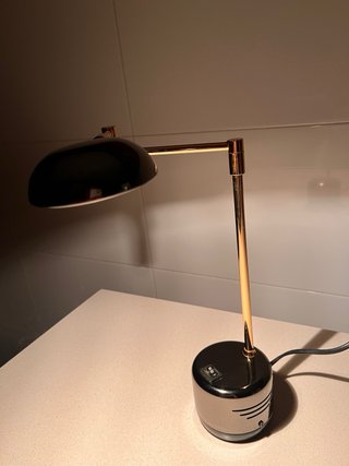 Lámpara mesa dorada y marrón metalizado/negro