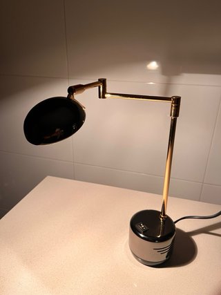 Lámpara mesa dorada y marrón metalizado/negro