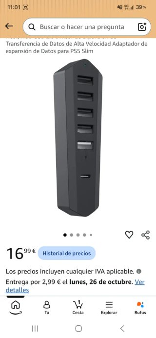 Hub USB Ipega 6 Puertos PS5 Slim/Pro