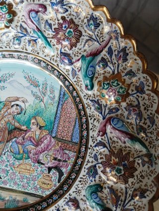 Piatto vintage arte Mina-kari decorato