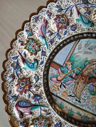Piatto vintage arte Mina-kari decorato