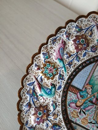 Piatto vintage arte Mina-kari decorato