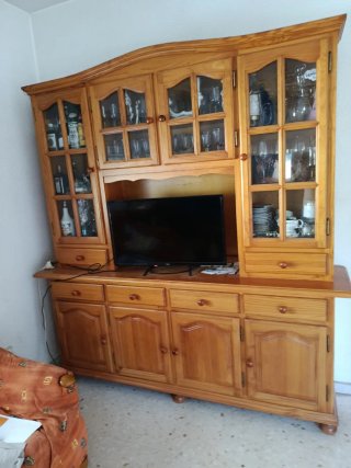 Mueble TV madera y cristal