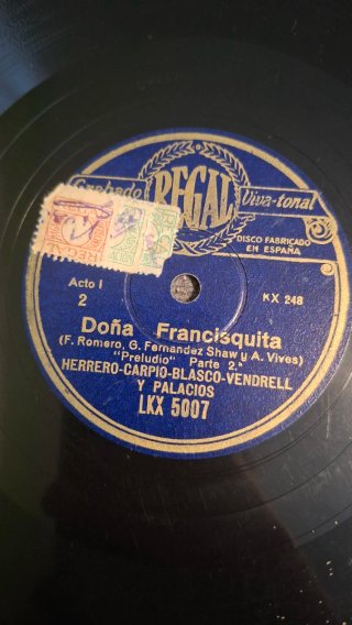 2 Discos de Pizarra 78 rpm Doña Francisquita