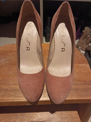 Zapatos Unisa Tacón Ancho Color Teja Talla 39
